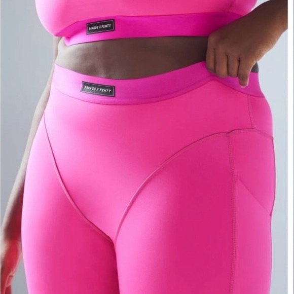 NWT Savage X FENTY LINEUP HIGH-WAIST POCKET LEGGING- pink highlighter 3X - Picture 1 of 11
